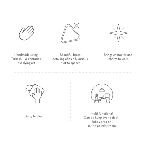 Triangle Wood Mirror with Brass Inlay